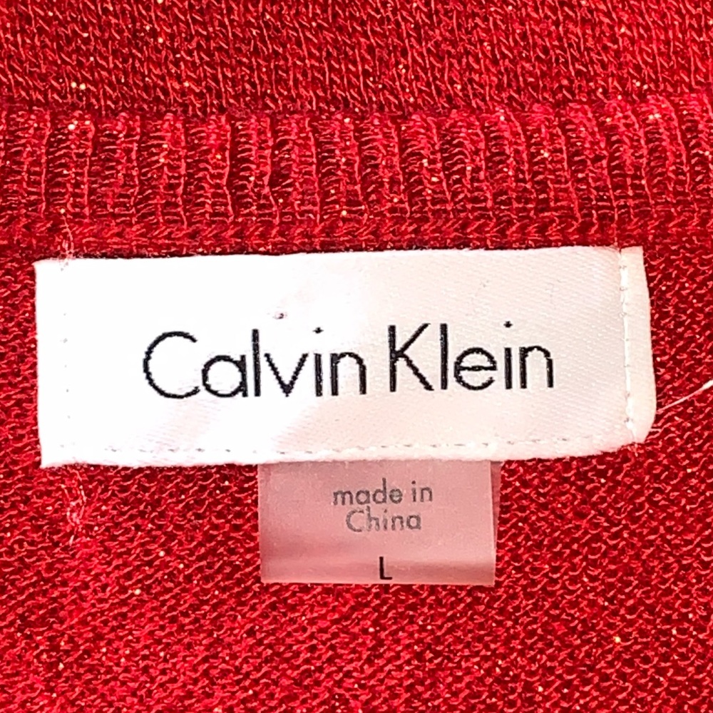 CALVIN KLEIN ⭐️ Red Shimmer & Sparkle Crop Sweater - Picture 8 of 9